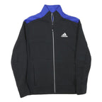 ADIDAS Mens Black & Blue Track Jacket S Cotton Blend Zip Athletic Fit Sportswear