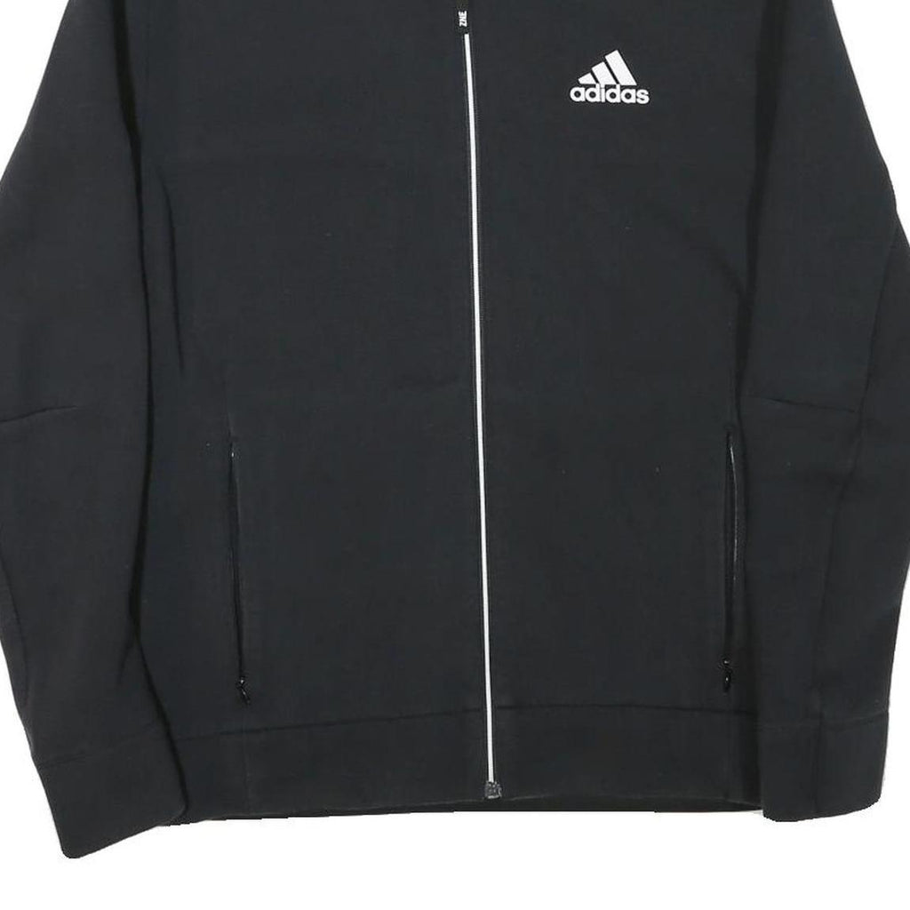 ADIDAS Mens Black & Blue Track Jacket S Cotton Blend Zip Athletic Fit Sportswear