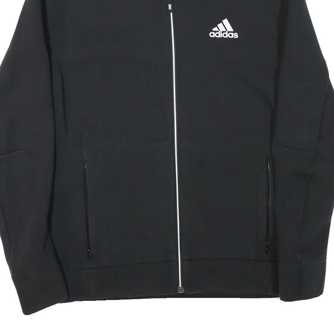 ADIDAS Mens Black & Blue Track Jacket S Cotton Blend Zip Athletic Fit Sportswear