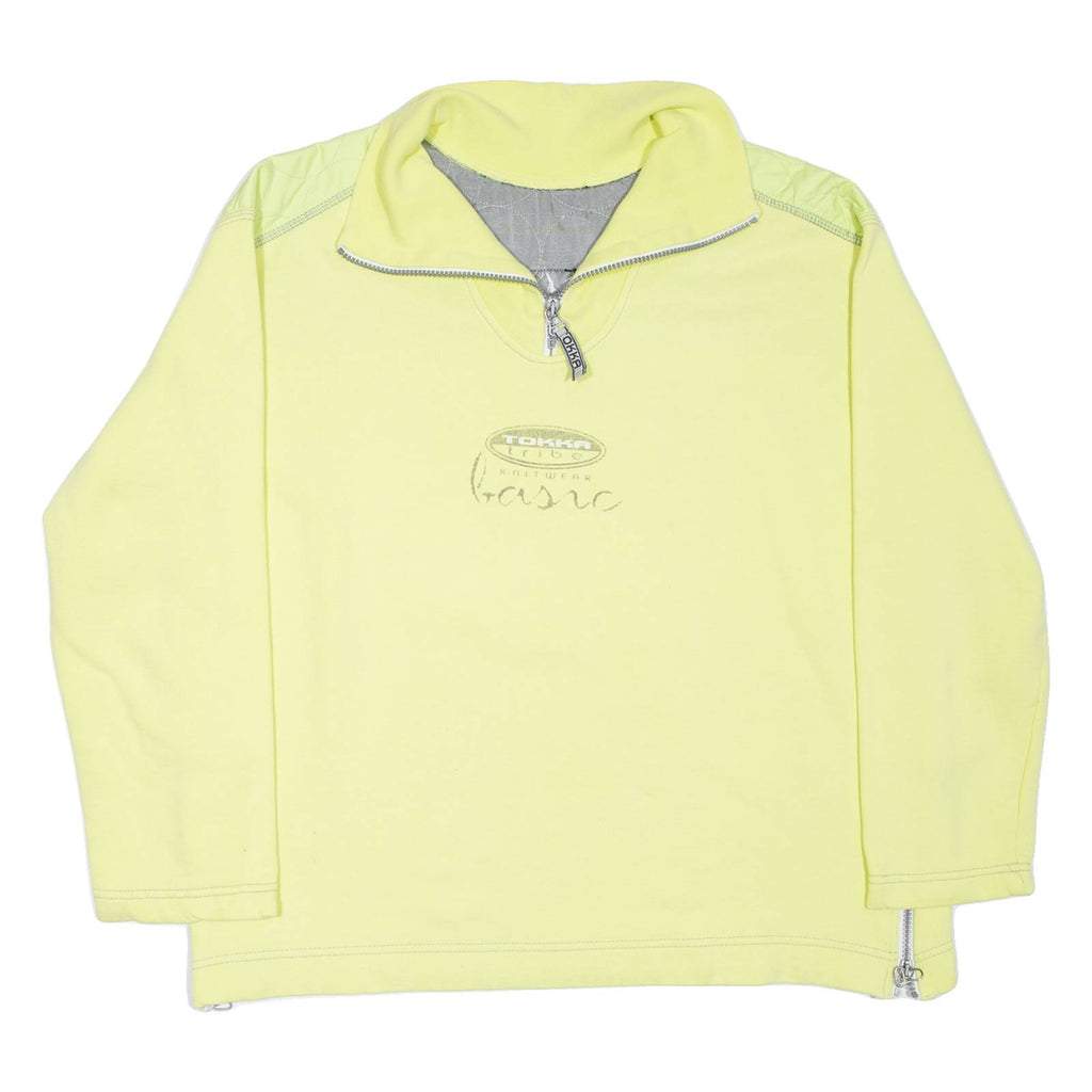 TOKKA TRIBE Mens Sweatshirt Yellow 1/4 Zip 90s L