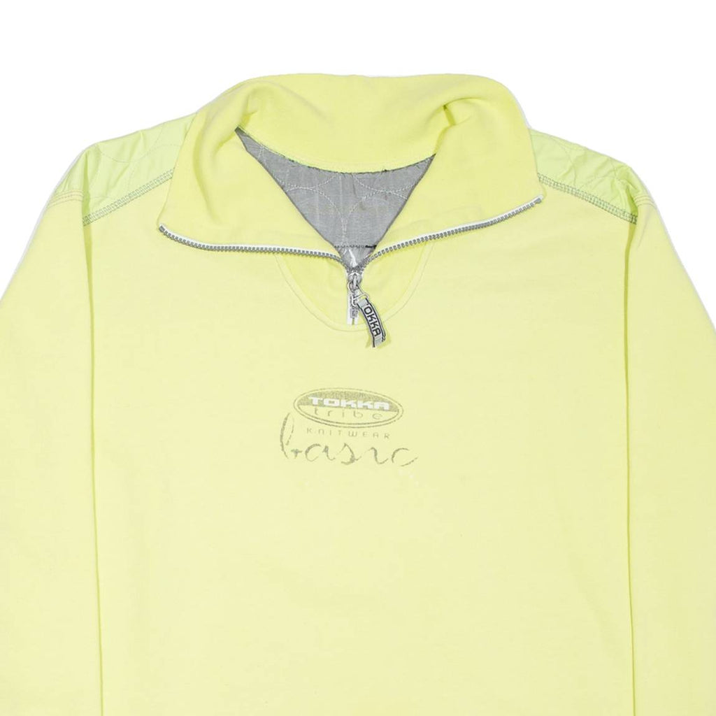 TOKKA TRIBE Mens Sweatshirt Yellow 1/4 Zip 90s L