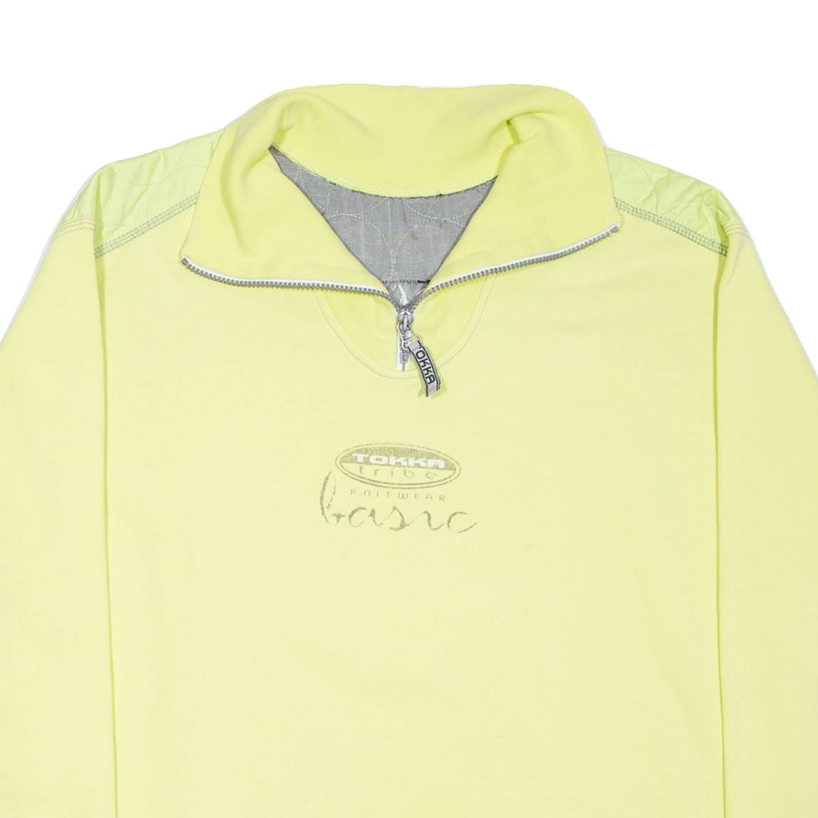 TOKKA TRIBE Mens Sweatshirt Yellow 1/4 Zip 90s L