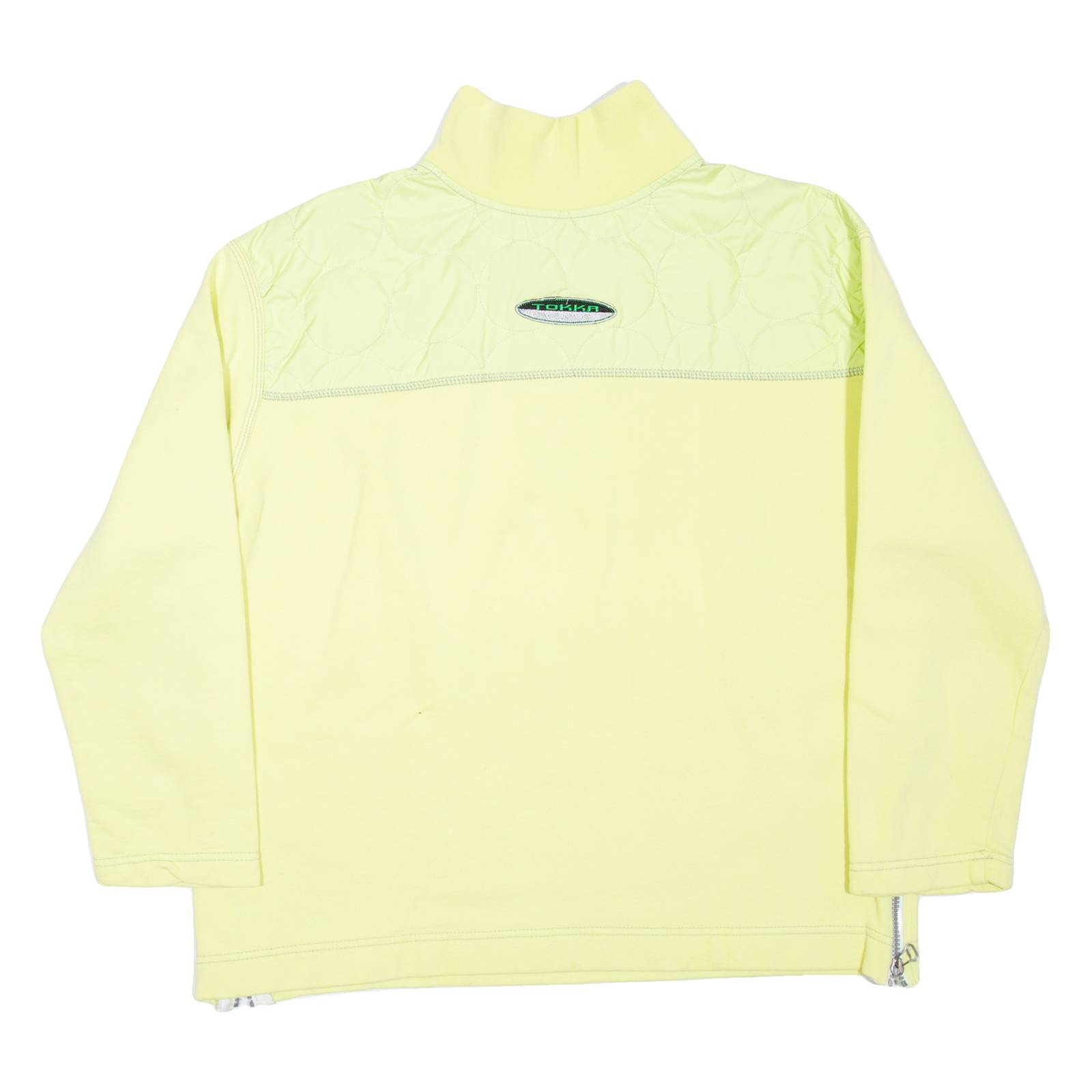 TOKKA TRIBE Mens Sweatshirt Yellow 1/4 Zip 90s L