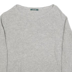 LAUREN RALPH LAUREN Womens Grey Plain Crew Neck Cotton Jumper L Classic Knitwear