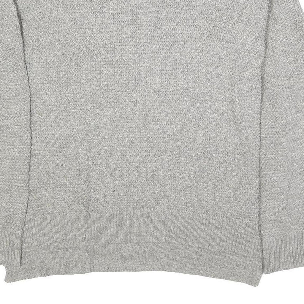 LAUREN RALPH LAUREN Womens Grey Plain Crew Neck Cotton Jumper L Classic Knitwear