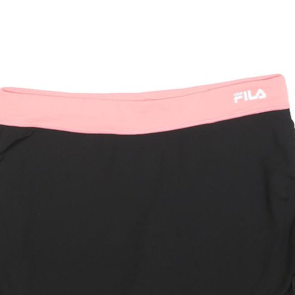 FILA Womens Black & Pink Tennis Mini Skort Polyester Jersey Size L Drawstring