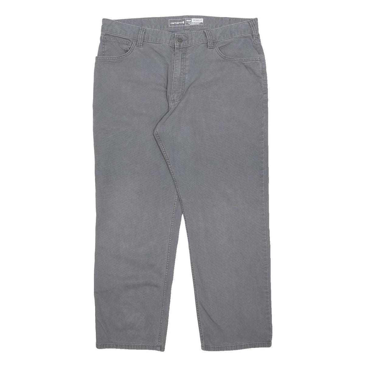 CARHARTT Mens Relaxed Fit Grey Cotton Blend Zip Trousers W38 L30 Workwear Casual