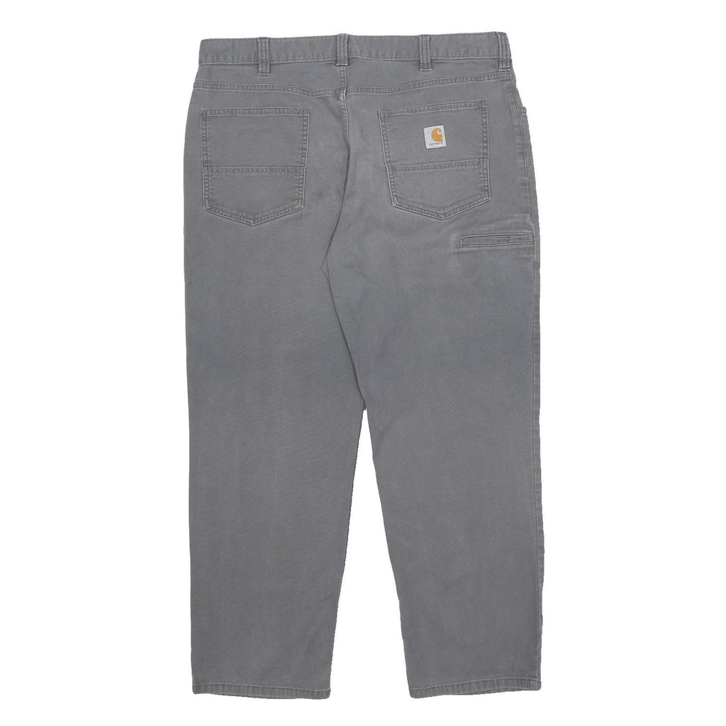 CARHARTT Mens Relaxed Fit Grey Cotton Blend Zip Trousers W38 L30 Workwear Casual