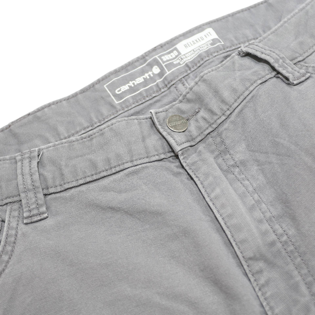 CARHARTT Mens Relaxed Fit Grey Cotton Blend Zip Trousers W38 L30 Workwear Casual