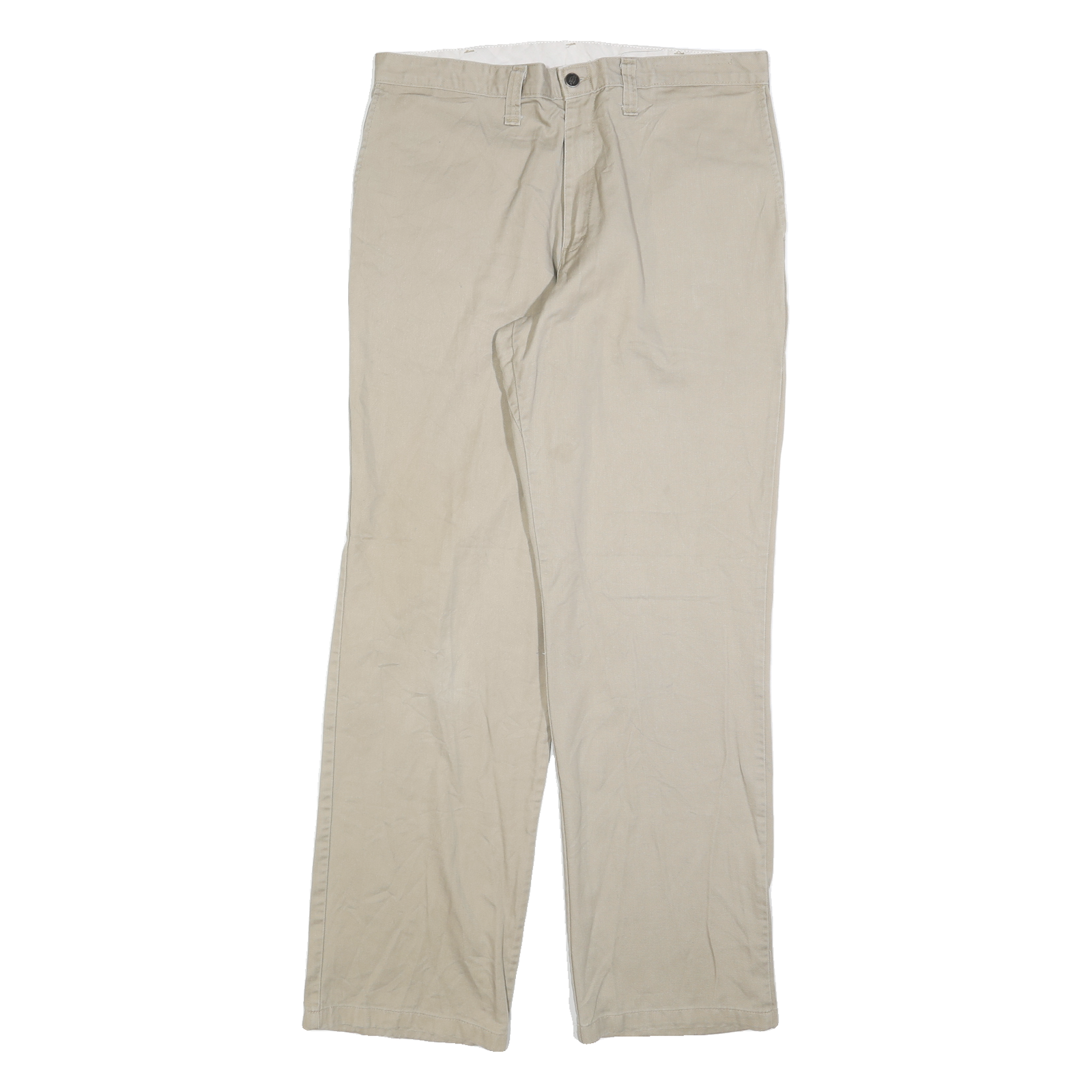 DICKIES Mens Cotton Blend Beige Regular Fit Straight Leg Trousers W36 L34