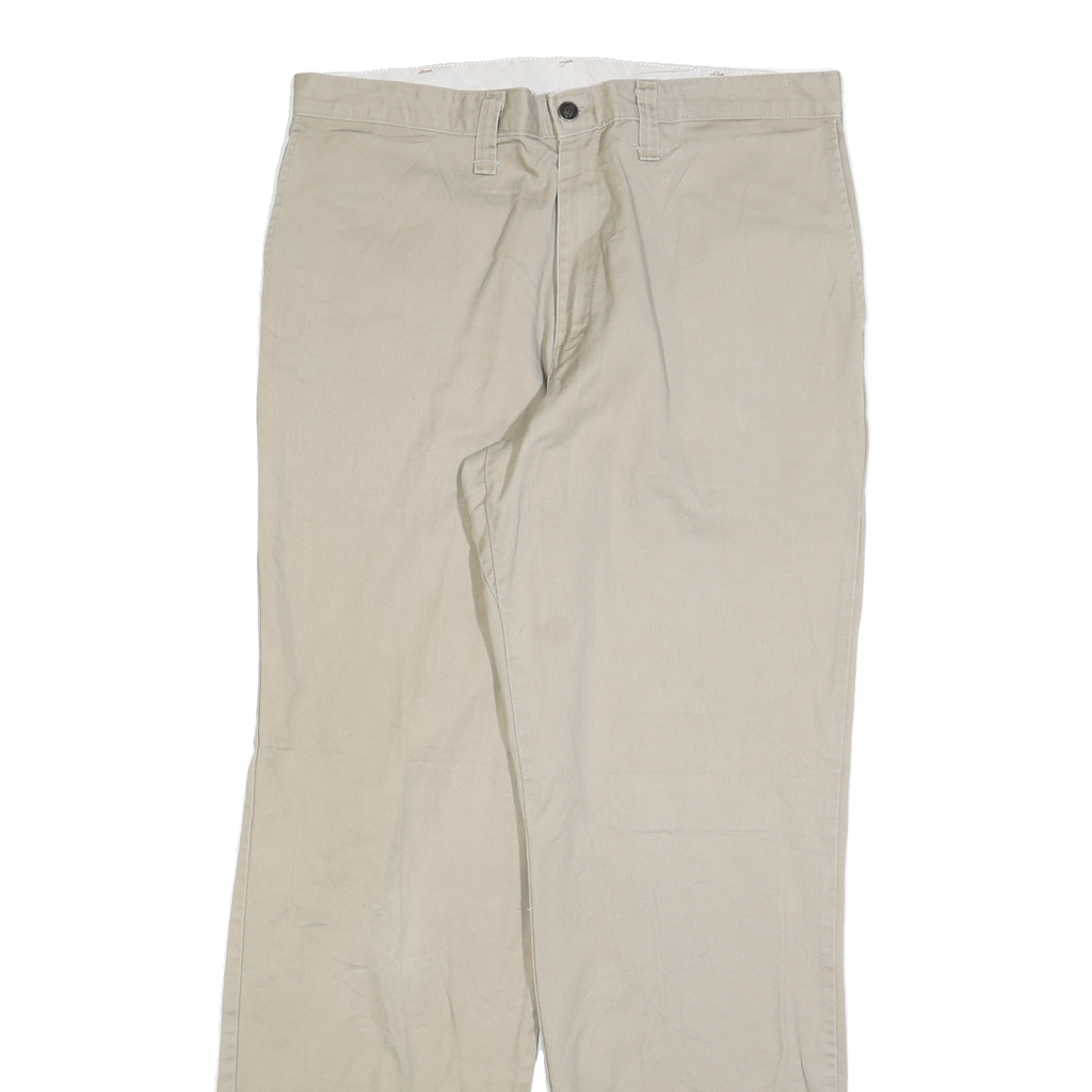 DICKIES Mens Cotton Blend Beige Regular Fit Straight Leg Trousers W36 L34