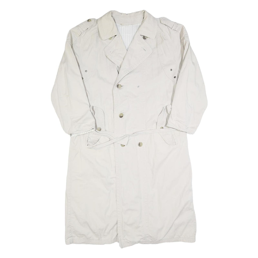 Mens Beige Cotton Button Jacket L Plain Classic Coat Casual Lightweight