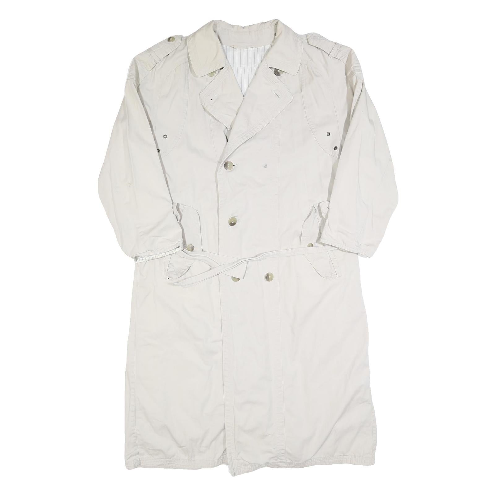 Mens Beige Cotton Button Jacket L Plain Classic Coat Casual Lightweight