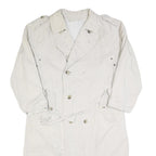 Mens Beige Cotton Button Jacket L Plain Classic Coat Casual Lightweight