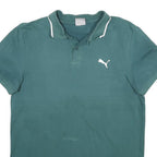 PUMA Mens Green Polo Shirt Short Sleeve Plain M Cotton Blend Sport Casual