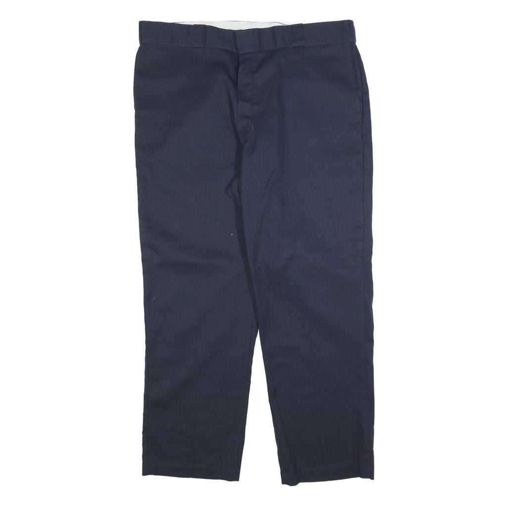 DICKIES Mens Cotton Blend Navy Regular Straight Trousers W40 L30 Workwear Casual