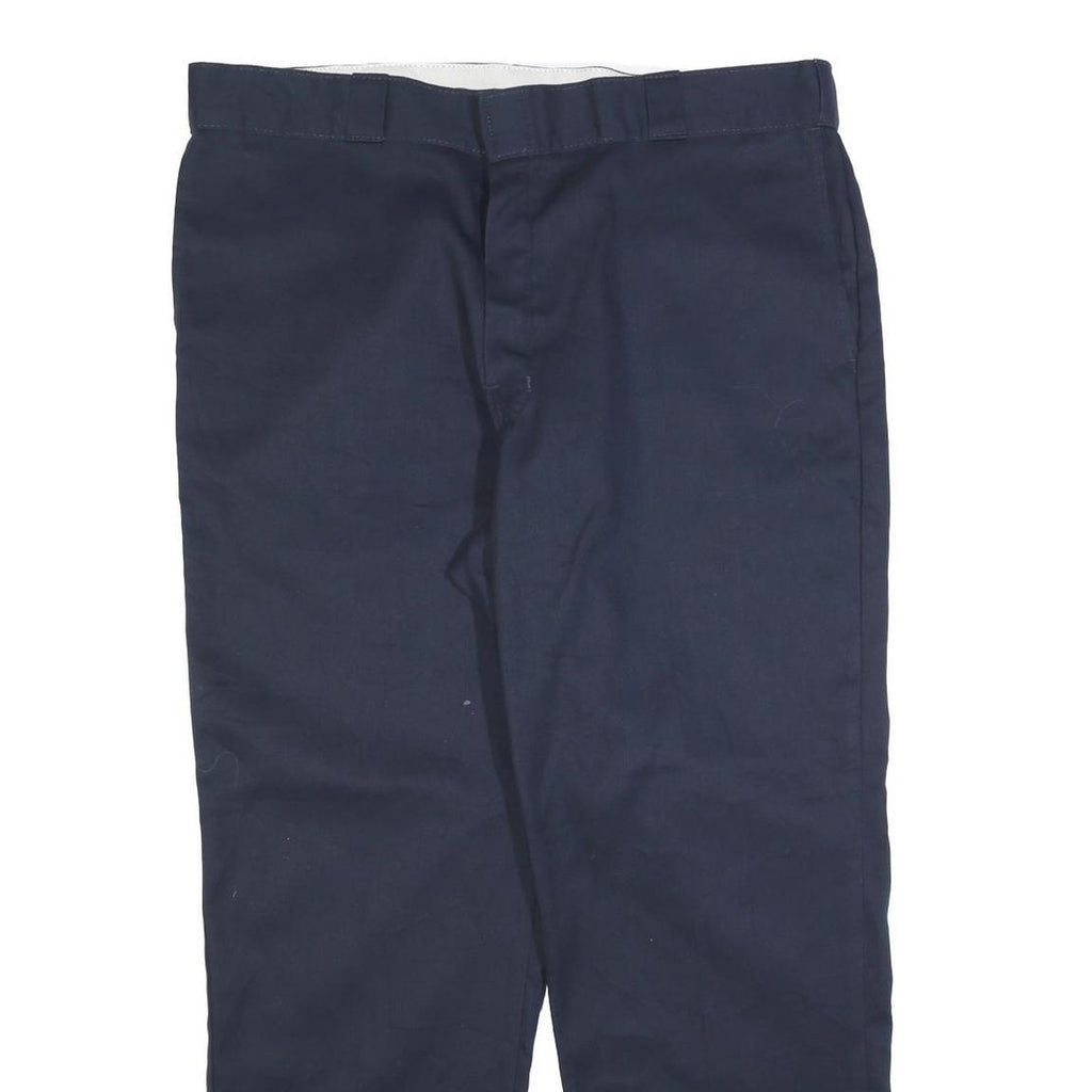 DICKIES Mens Cotton Blend Navy Regular Straight Trousers W40 L30 Workwear Casual