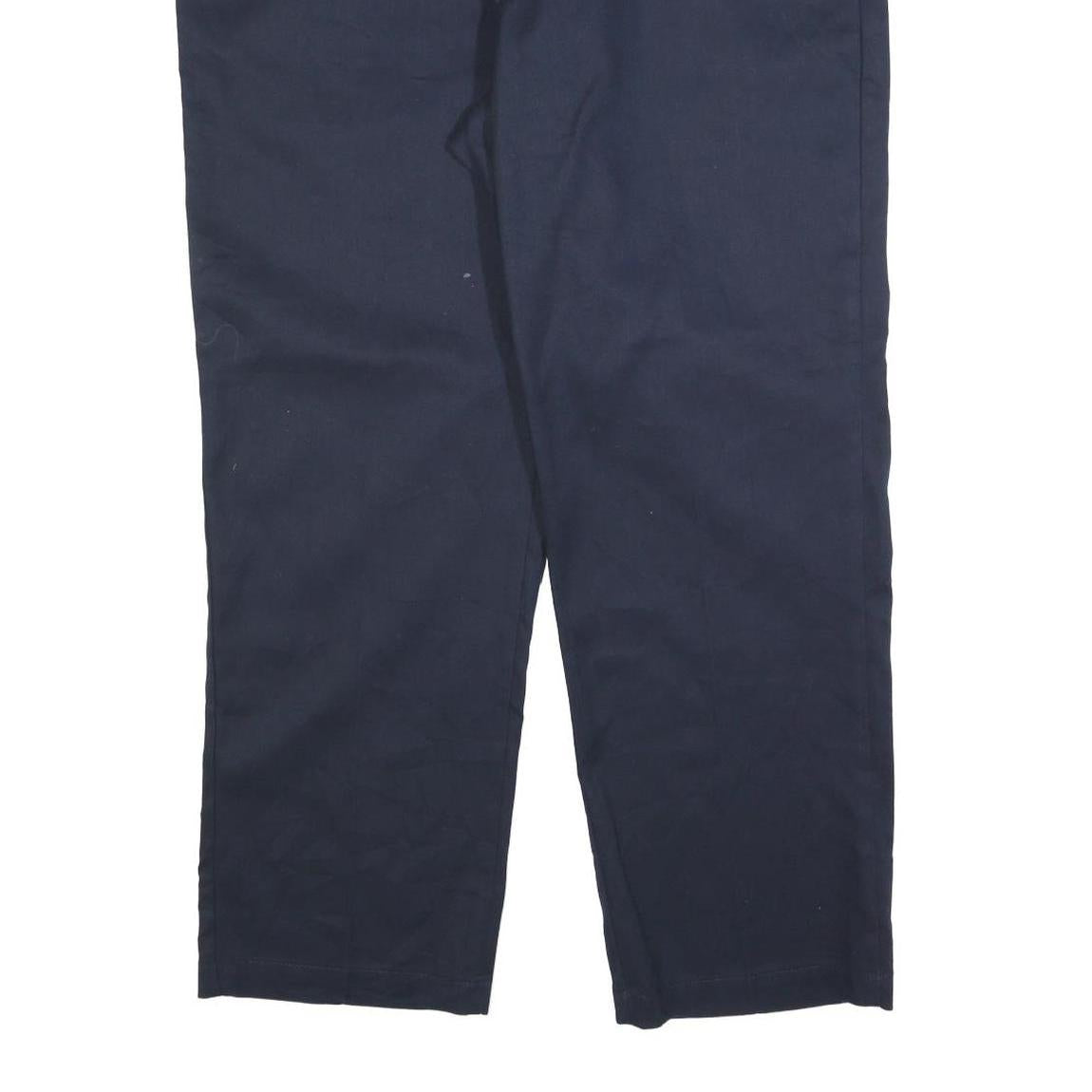 DICKIES Mens Cotton Blend Navy Regular Straight Trousers W40 L30 Workwear Casual