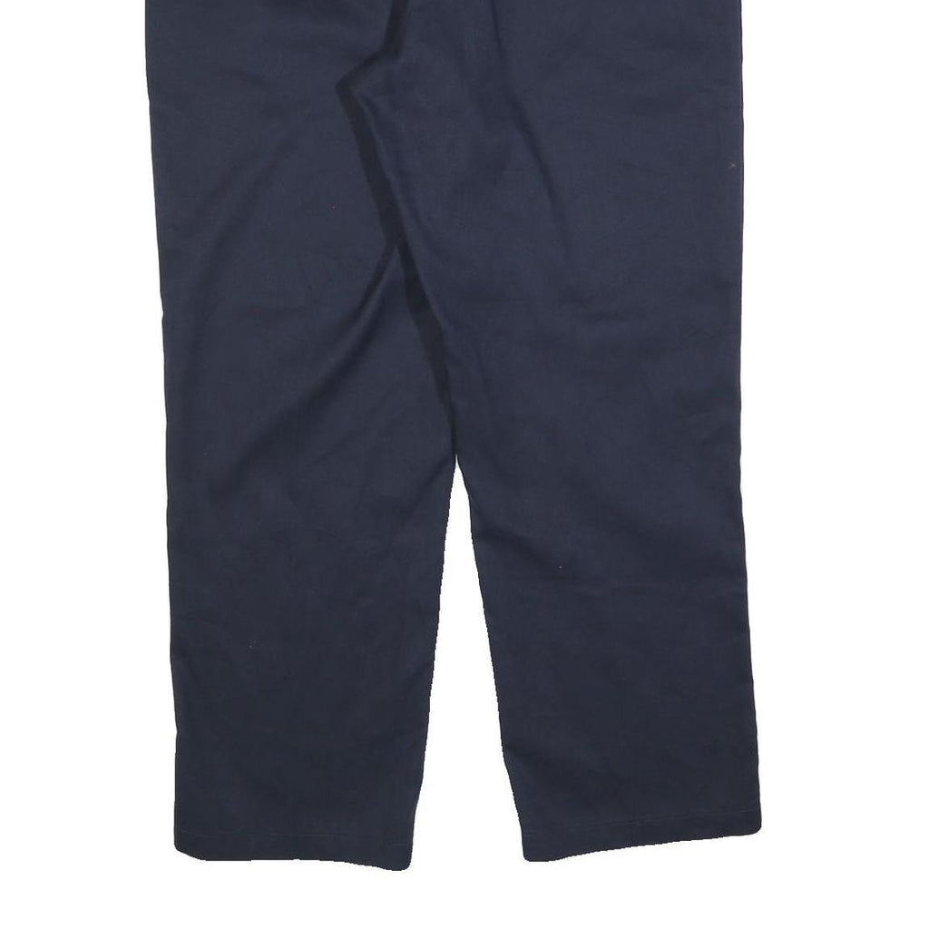 DICKIES Mens Cotton Blend Navy Regular Straight Trousers W40 L30 Workwear Casual