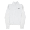 PUMA Womens Grey 1/4 Zip Sweatshirt S Cotton Blend Pullover Casual Activewear
