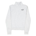 PUMA Womens Grey 1/4 Zip Sweatshirt S Cotton Blend Pullover Casual Activewear