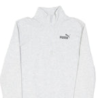 PUMA Womens Grey 1/4 Zip Sweatshirt S Cotton Blend Pullover Casual Activewear