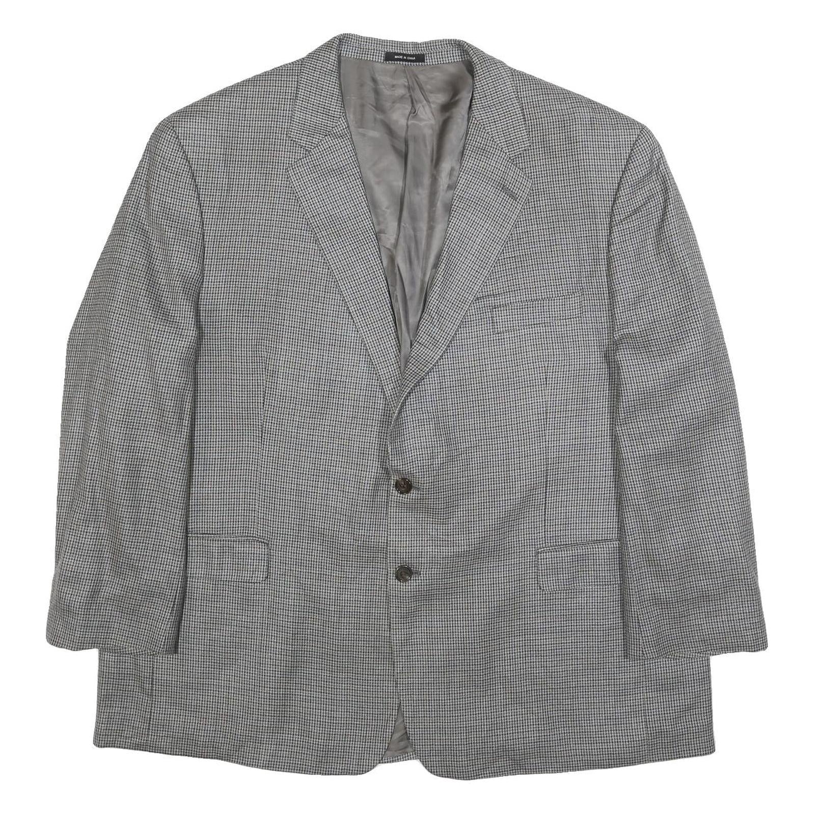 LAUREN RALPH LAUREN Mens Grey & Black Tailored Silk Blend Classic Jacket 2XL