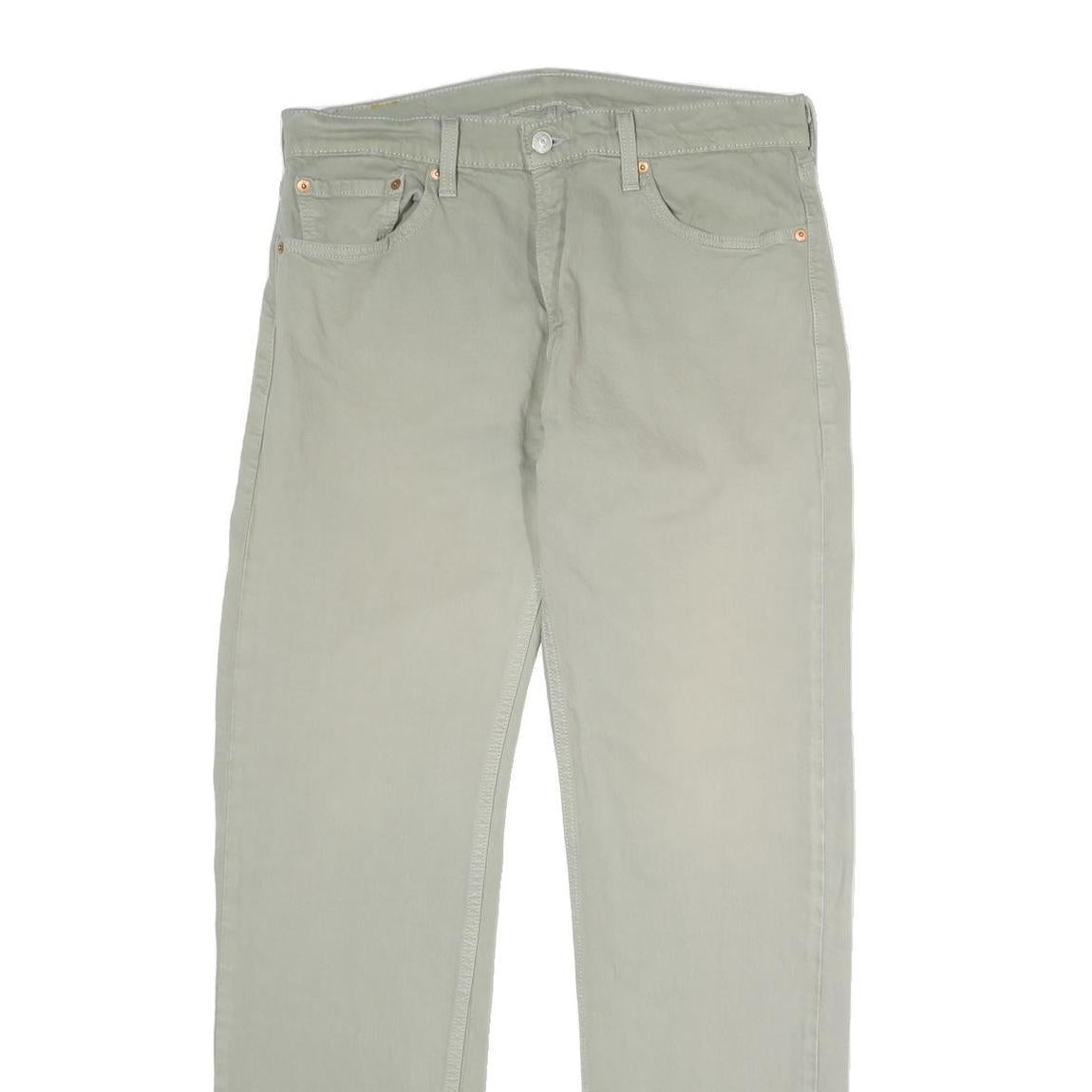 LEVI'S Mens Cotton Blend Beige Regular Straight Trousers W33 L32 Casual Zip