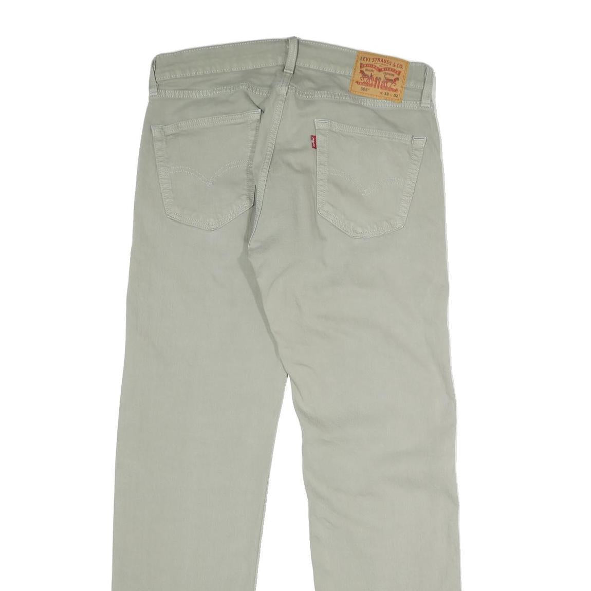 LEVI'S Mens Cotton Blend Beige Regular Straight Trousers W33 L32 Casual Zip