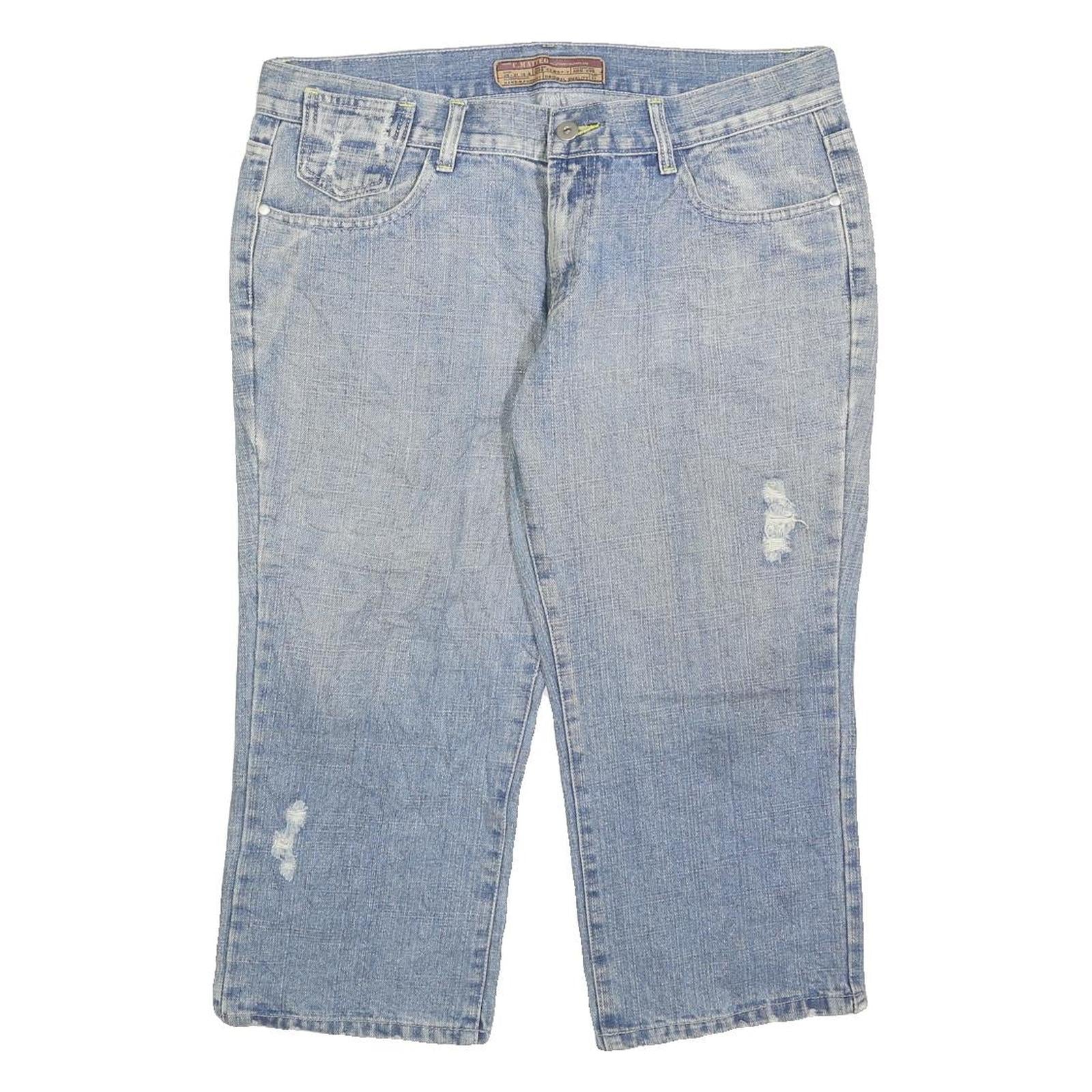 C MATTEO Mens Shorts Blue Denim XL W38 Distressed Casual Cotton Blend