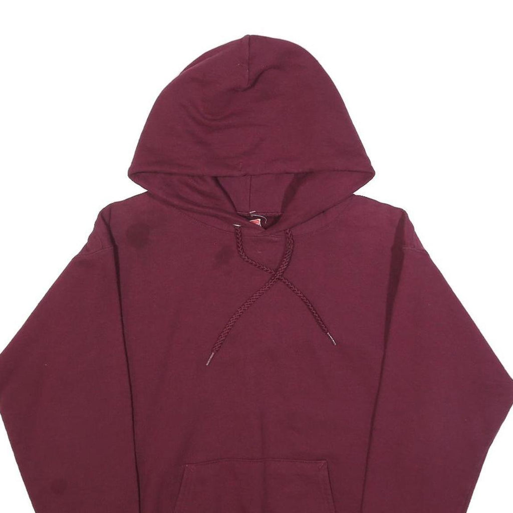 HANES Mens Maroon Pullover Hoodie S Plain Cotton Blend Casual Workwear