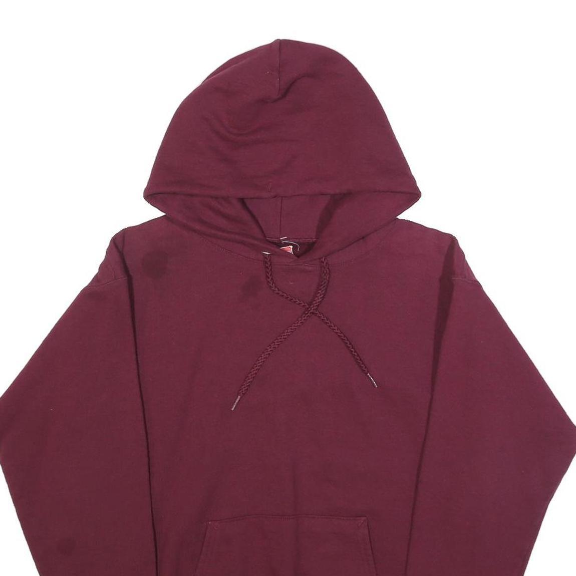 HANES Mens Maroon Pullover Hoodie S Plain Cotton Blend Casual Workwear