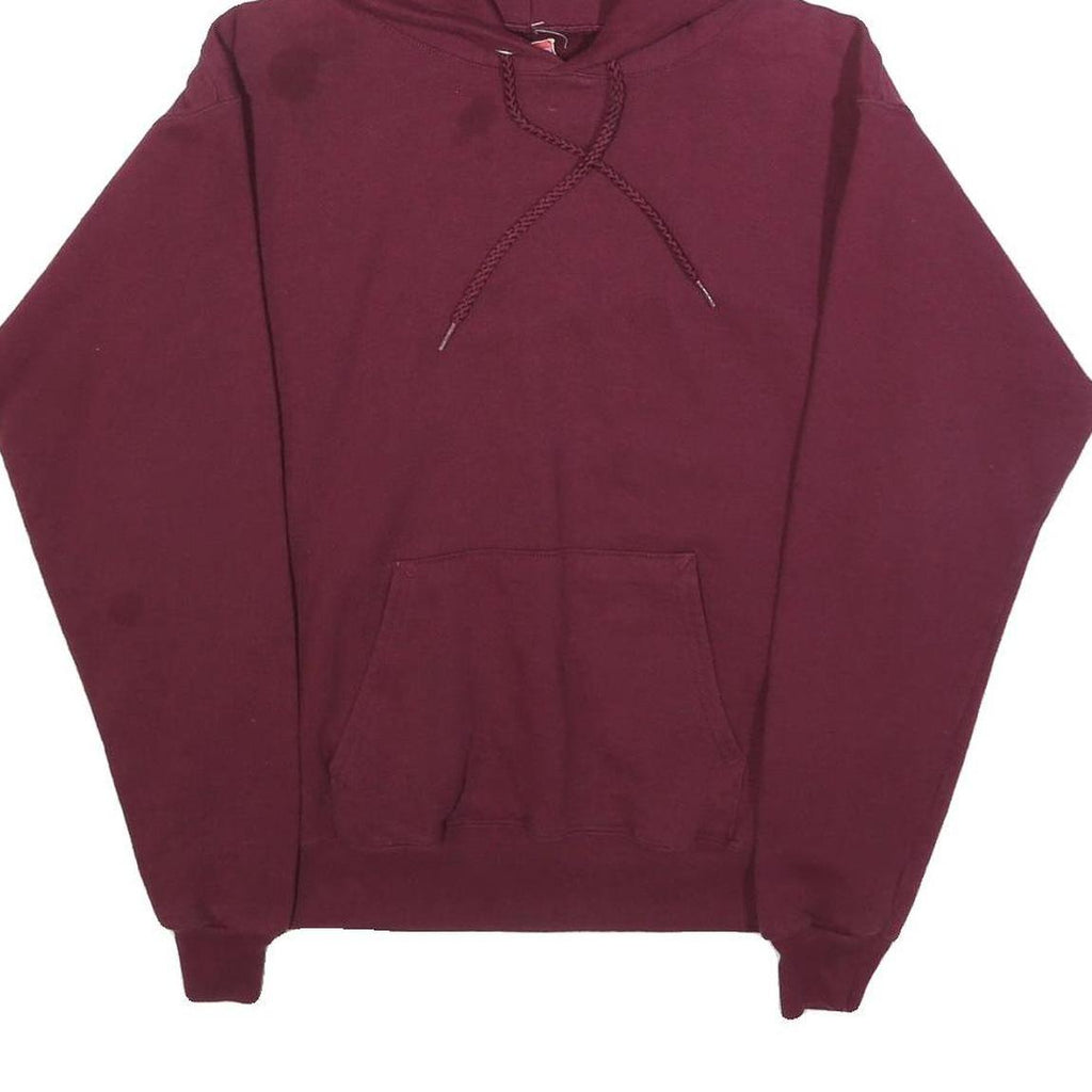 HANES Mens Maroon Pullover Hoodie S Plain Cotton Blend Casual Workwear