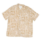 ST JOHNS BAY Mens Beige Rayon Hawaiian Shirt XL Short Sleeve Casual Tropical