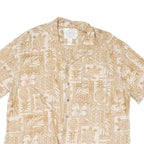 ST JOHNS BAY Mens Beige Rayon Hawaiian Shirt XL Short Sleeve Casual Tropical