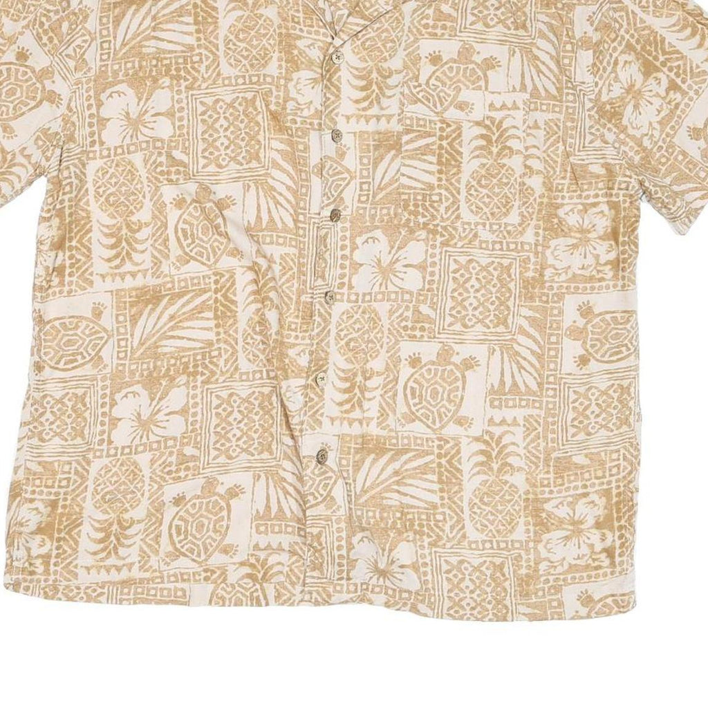 ST JOHNS BAY Mens Beige Rayon Hawaiian Shirt XL Short Sleeve Casual Tropical