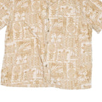 ST JOHNS BAY Mens Beige Rayon Hawaiian Shirt XL Short Sleeve Casual Tropical