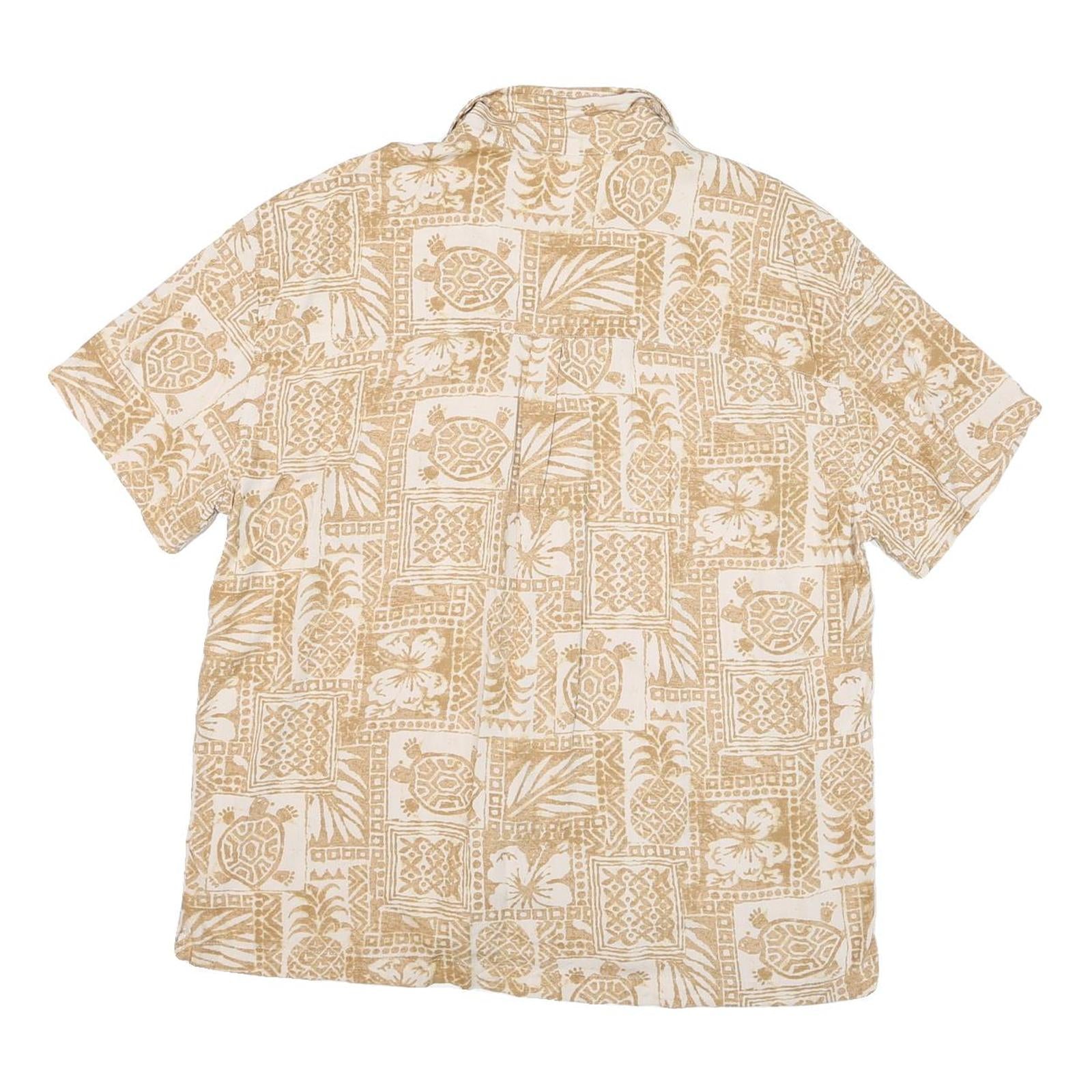 ST JOHNS BAY Mens Beige Rayon Hawaiian Shirt XL Short Sleeve Casual Tropical