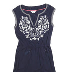 BODEN Womens Blue Cotton Blend Day Jersey Floral Embroidered Sleeveless UK 6