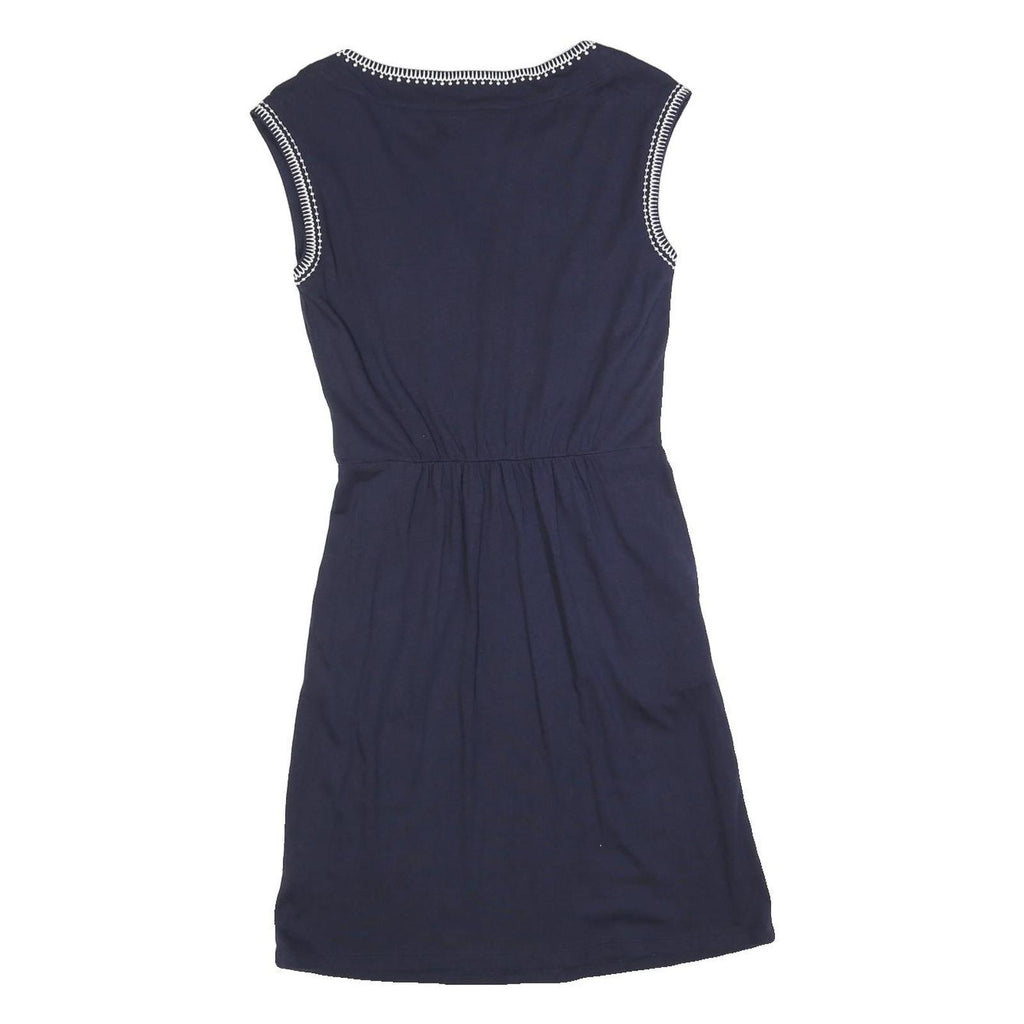 BODEN Womens Blue Cotton Blend Day Jersey Floral Embroidered Sleeveless UK 6