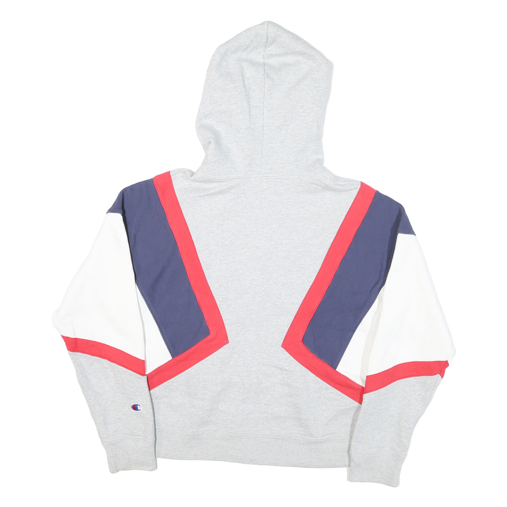 CHAMPION Mens Grey Navy & Red Full Zip Hoodie M Colourblock Casual Sportswear