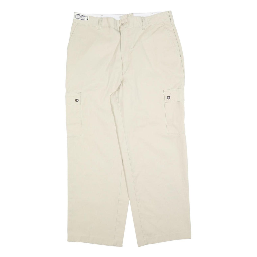 ARAMARK Mens Cotton Blend Beige Relaxed Straight Trousers W36 L30 Work Cargo