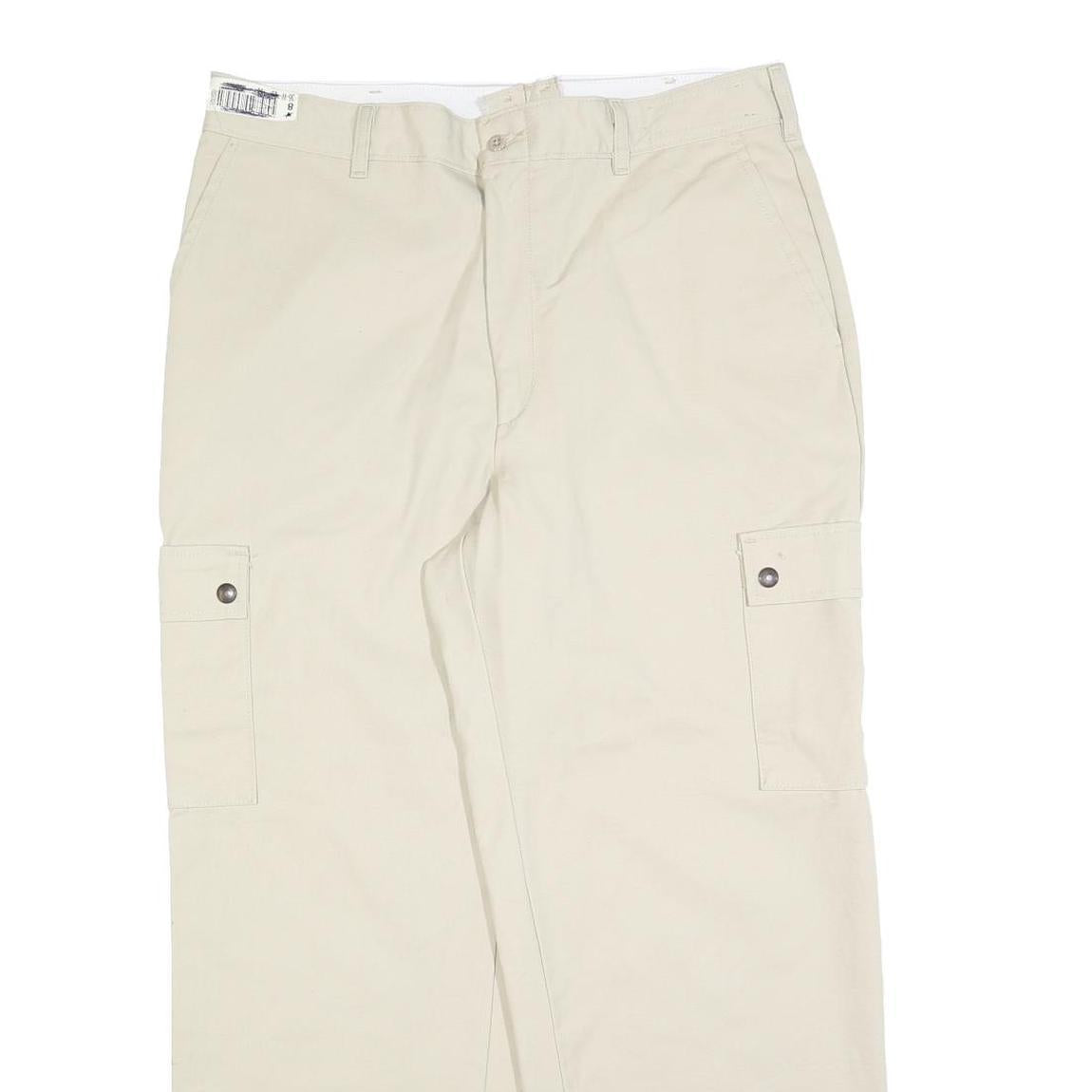 ARAMARK Mens Cotton Blend Beige Relaxed Straight Trousers W36 L30 Work Cargo