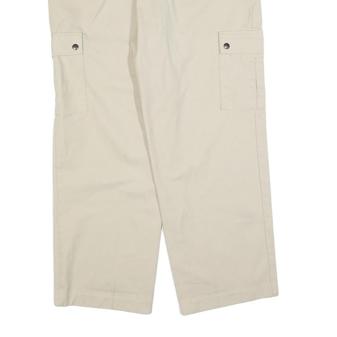 ARAMARK Mens Cotton Blend Beige Relaxed Straight Trousers W36 L30 Work Cargo