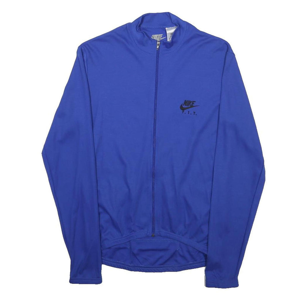 NIKE Mens Blue Cycling Jersey M Long Sleeve 1/4 Zip Performance Fit