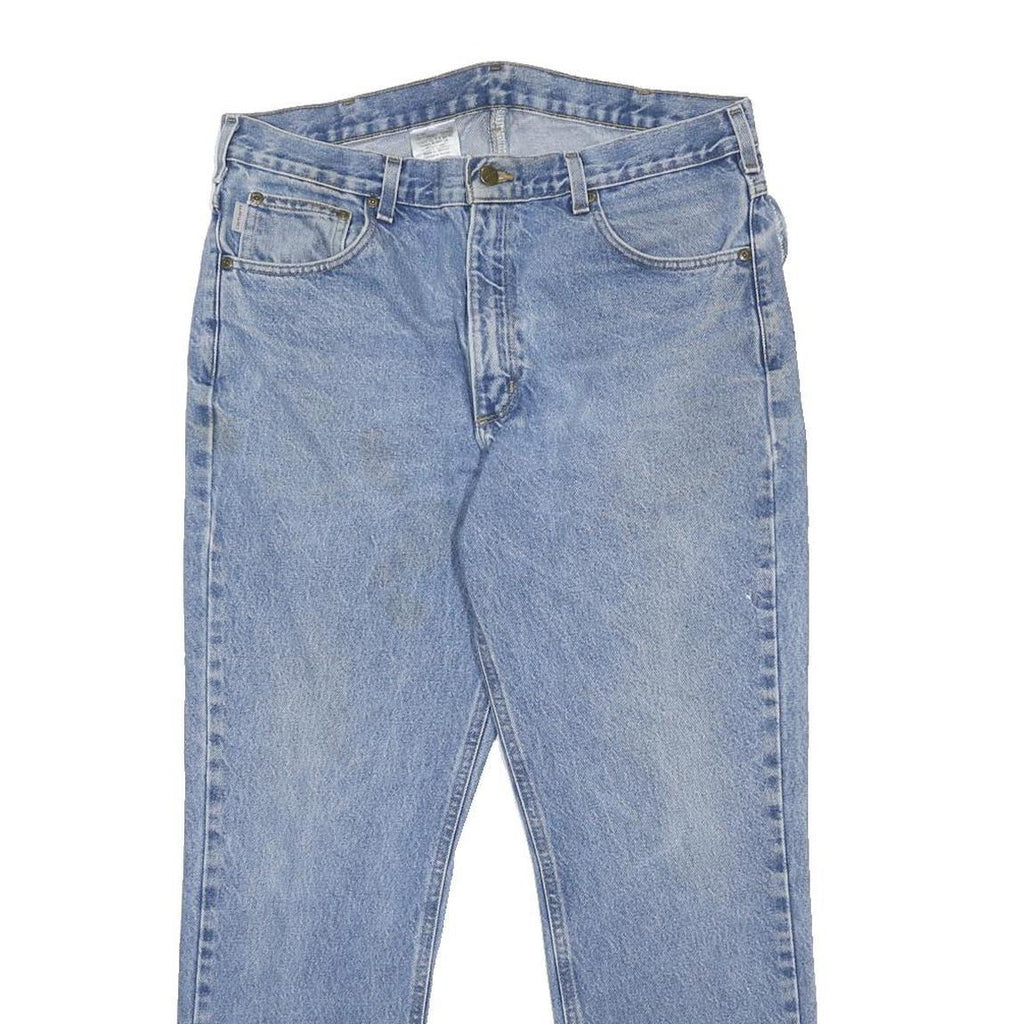 CARHARTT Mens Regular Blue Denim Jeans W36 L30 Classic Cotton Zip