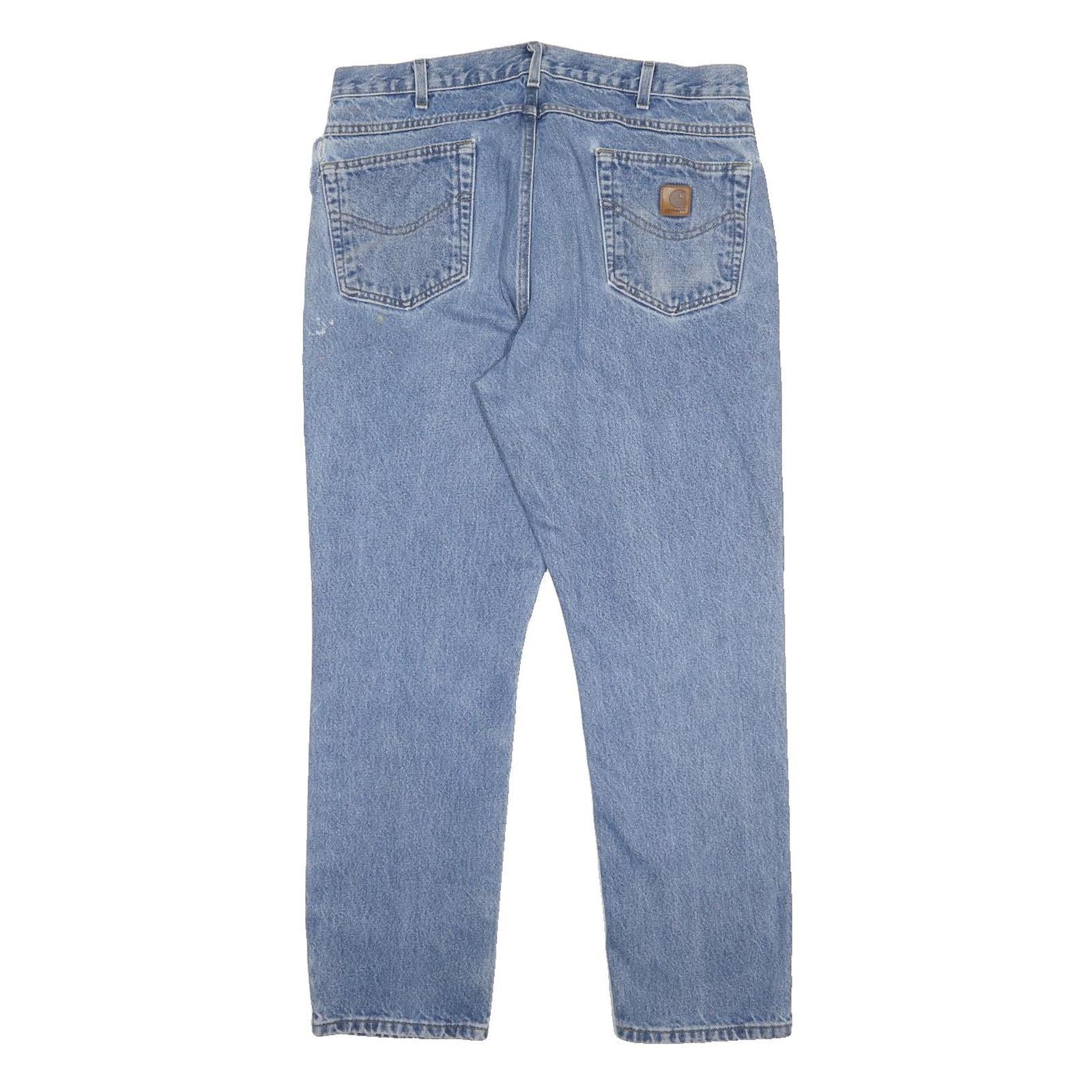 CARHARTT Mens Regular Blue Denim Jeans W36 L30 Classic Cotton Zip