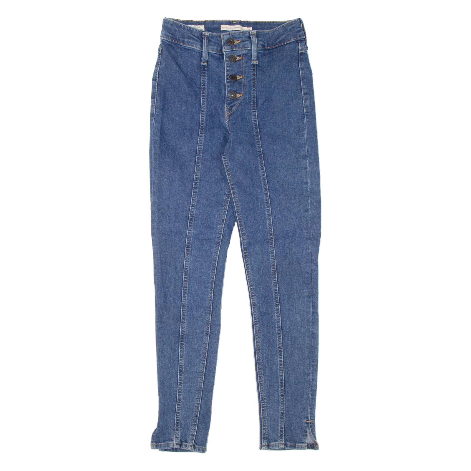 LEVI'S 721 High Rise Ankle BIG E Womens Jeans Blue Slim Skinny W24 L26