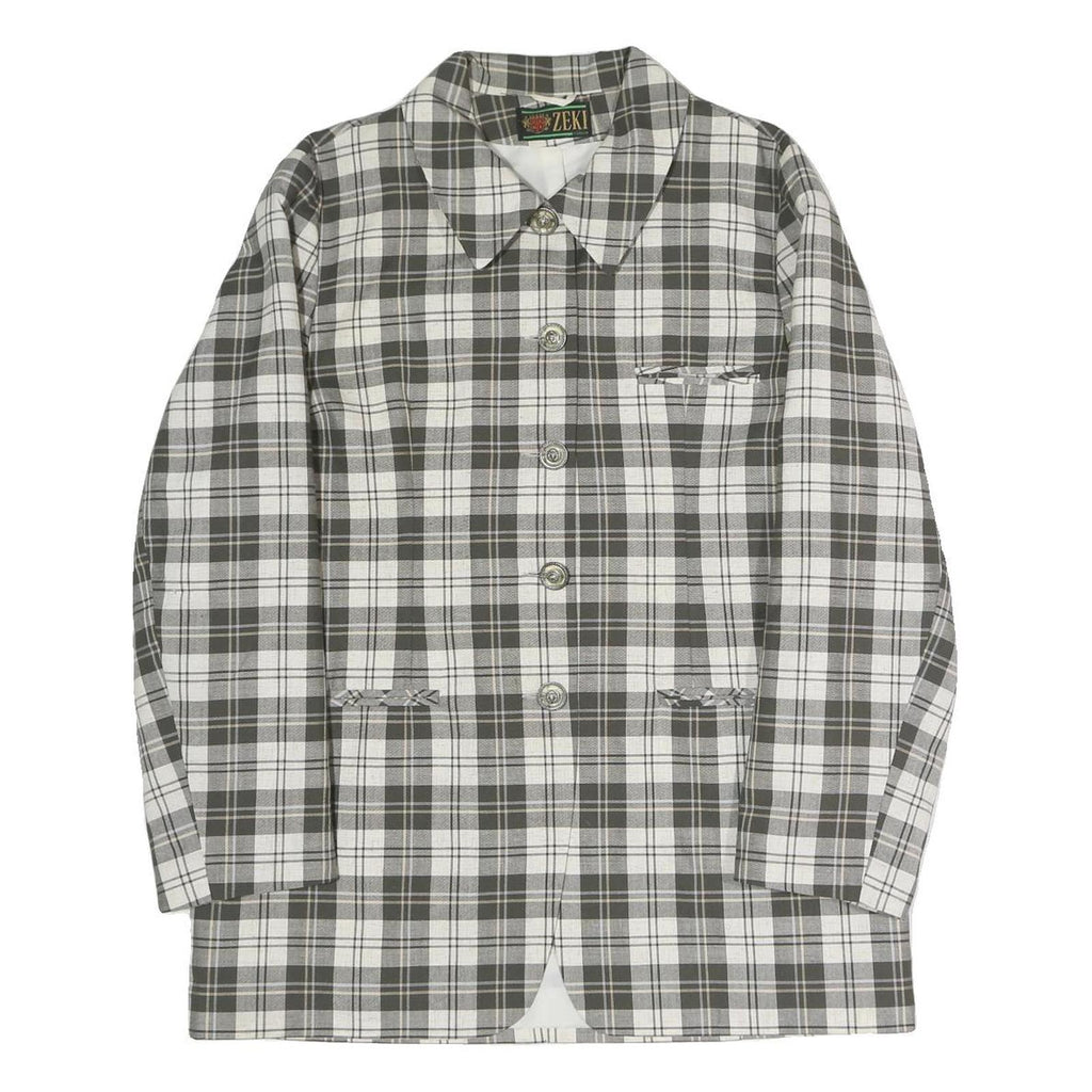 ZEKI Womens Black & White Check Coach Jacket XL Polyester Blend Woven Classic