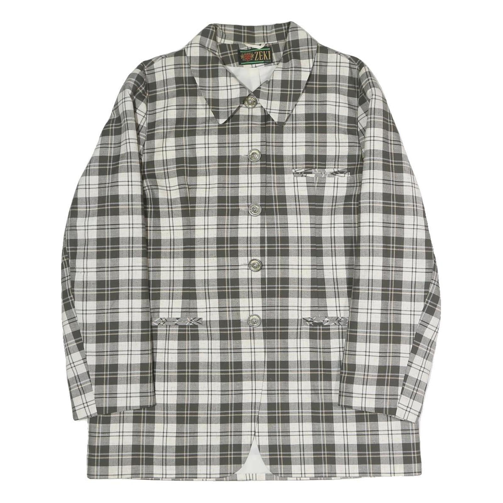 ZEKI Womens Black & White Check Coach Jacket XL Polyester Blend Woven Classic